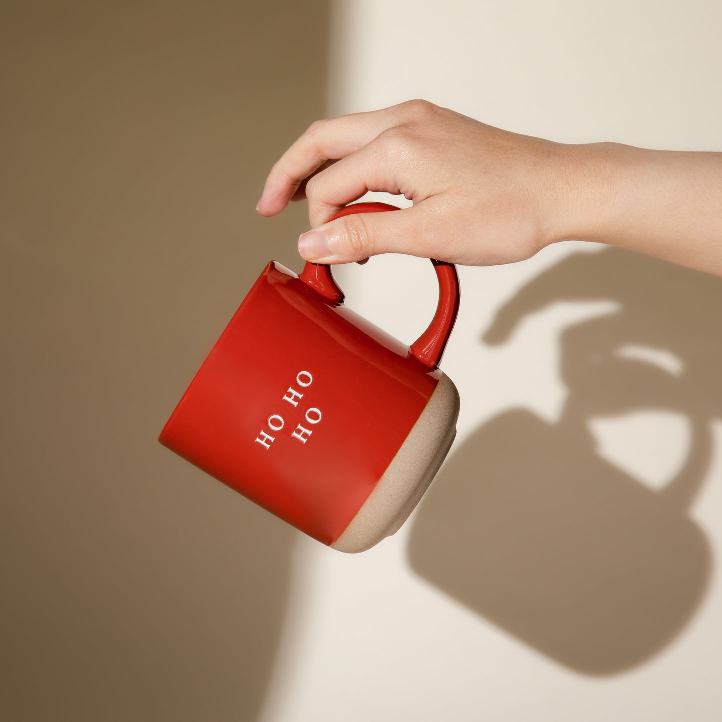 Steingut-Tasse "Ho Ho Ho | rot | Weihnachten