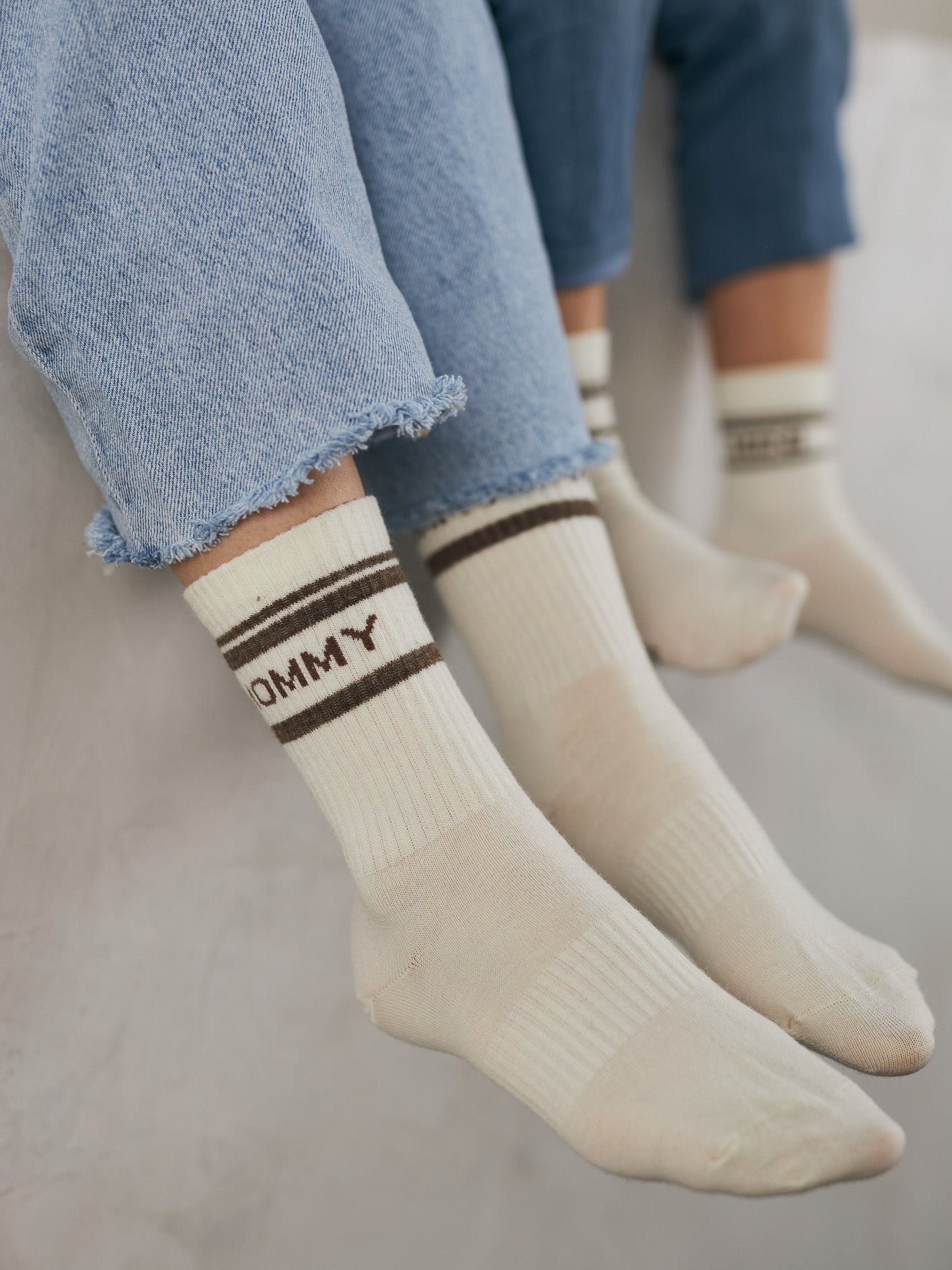 3er Set Wollsocken MOMMY, DADDY, MINI von Famvibes | Creme | Braun