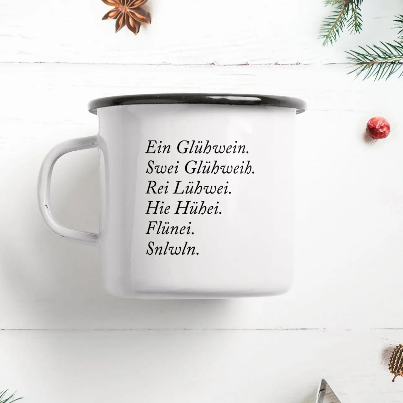 Emaille - Tasse 'Glühwein'