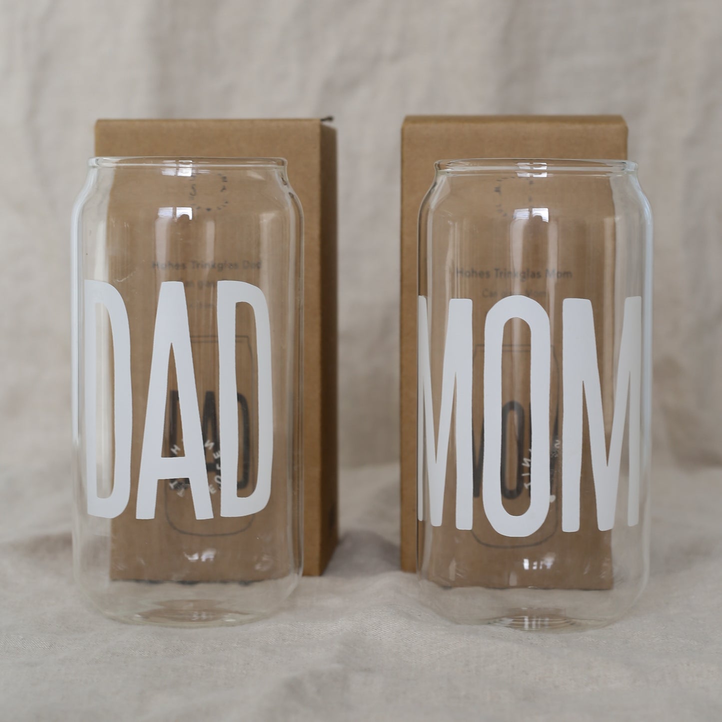 2er Set hohe Trinkgläser MOM & DAD