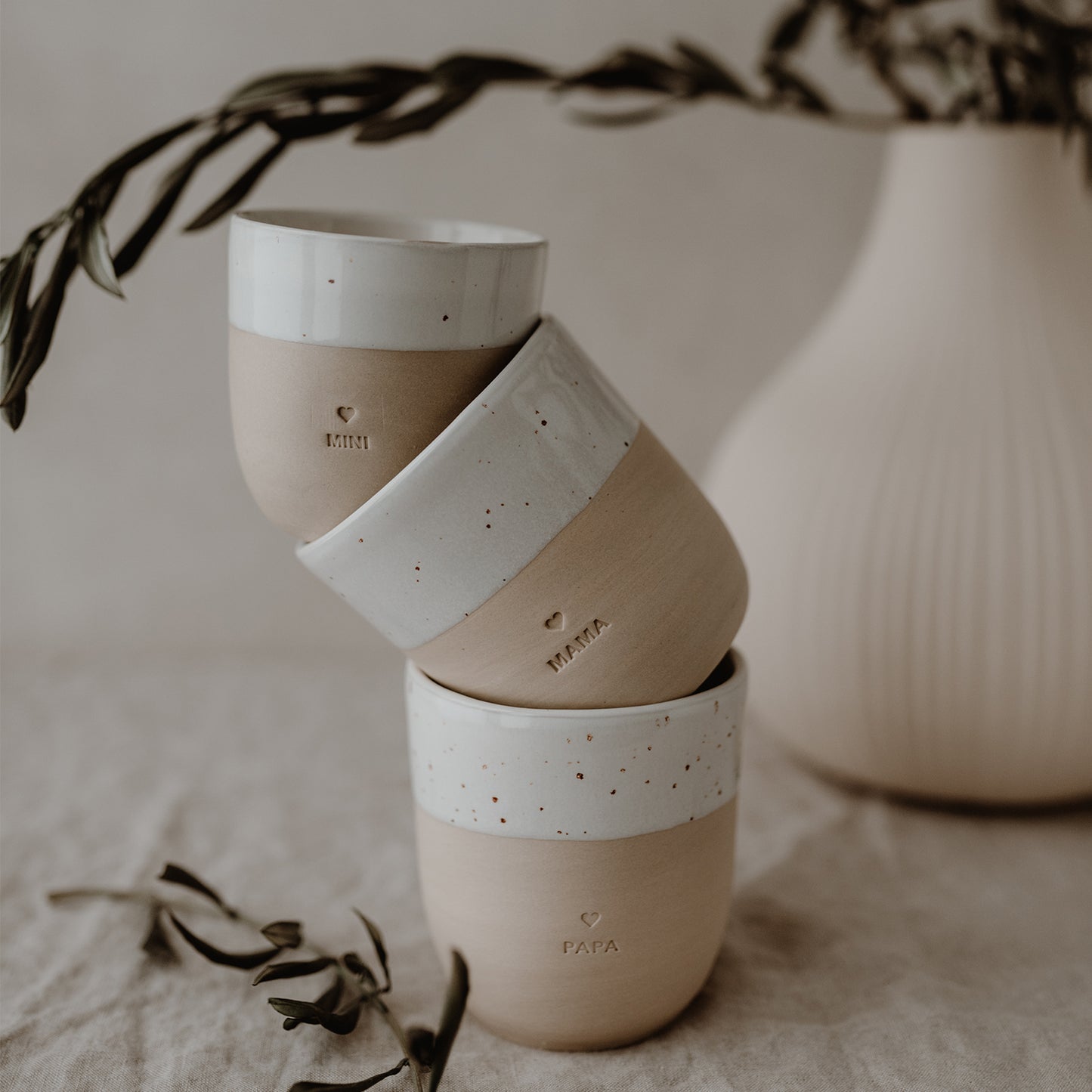 Familien-Set Steingut-Becher | 3er-Set von Eulenschnitt