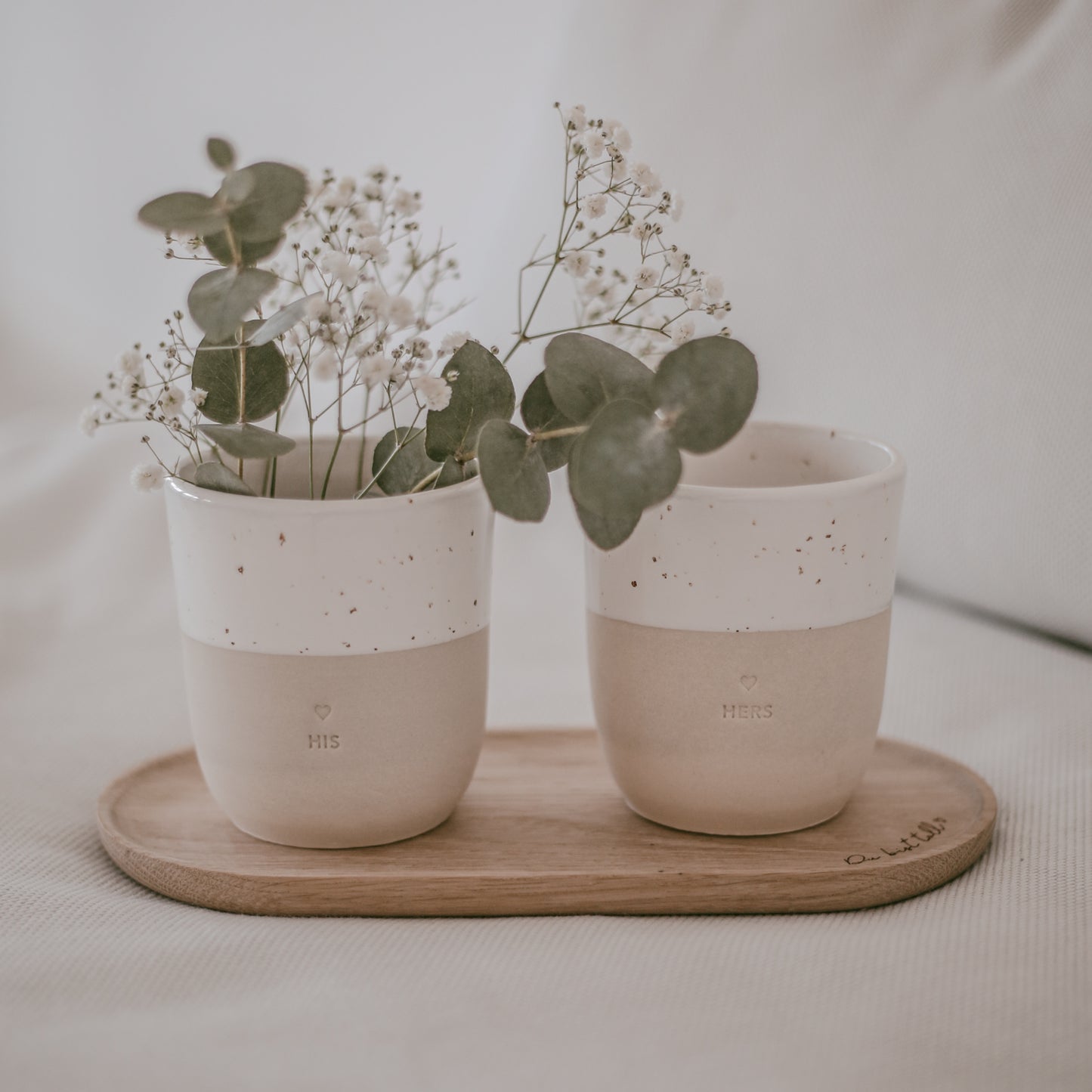 2er Set Steingut-Becher "HIS" & "HERS" von Eulenschnitt
