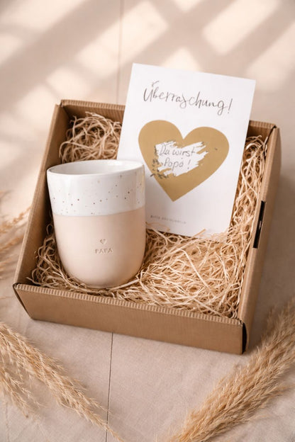 Geschenkbox Du wirst Papa mit PAPA Becher und Überraschungskarte