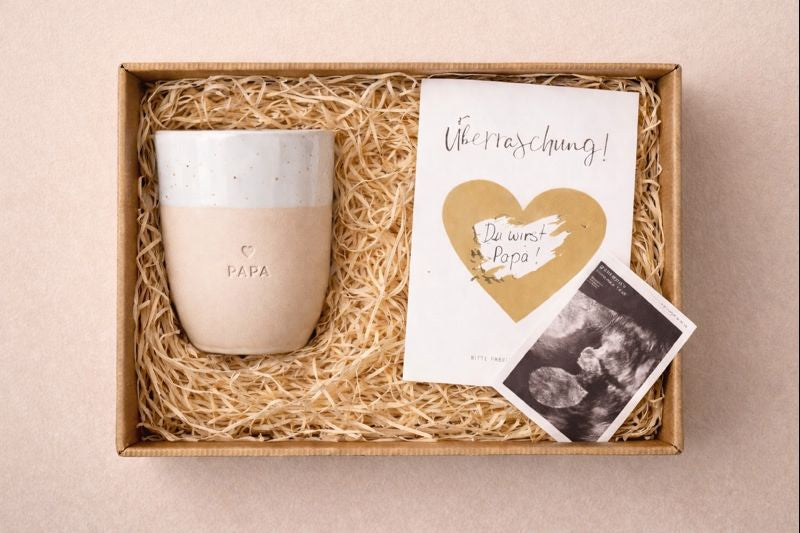 Geschenkbox Schwangerschaftsverkündung Papa von oben