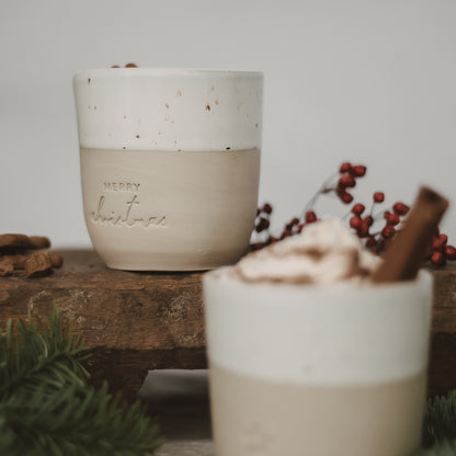 Steingut-Becher 'Merry Christmas'