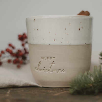 Steingut-Becher 'Merry Christmas'