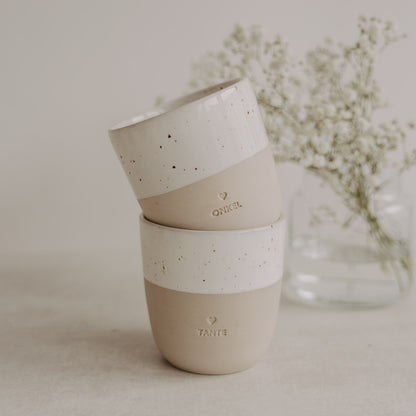 2er Set Steingut-Becher "MR & MRS" von Eulenschnitt